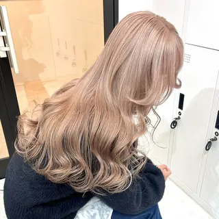 ミディアム カラー パーマ ヘアアレンジ メンズ キッズ ハイトーン/ピンク 💗モモ໒꒱のヘアスタイル