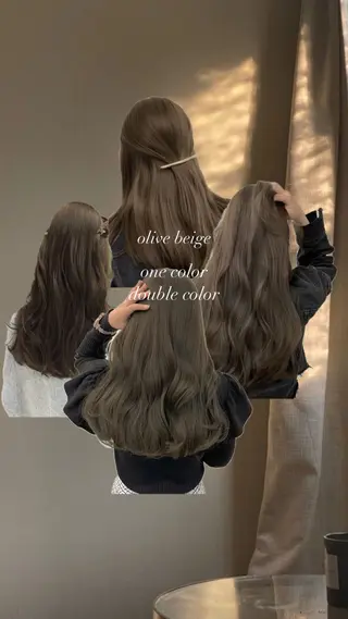 セミロング カラー 暗髪／艶髪／渋谷/ モモカ🎀のヘアスタイル