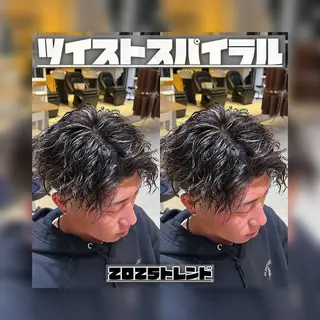 カラー パーマ メンズ 石黒 龍大のヘアスタイル