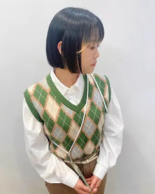 ミディアム 石山 /切りっぱなしボブのヘアスタイル