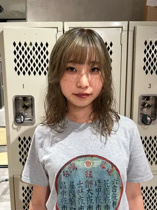 ミディアム カラー パーマ ayano🍒パーマ 暖色カラーのヘアスタイル