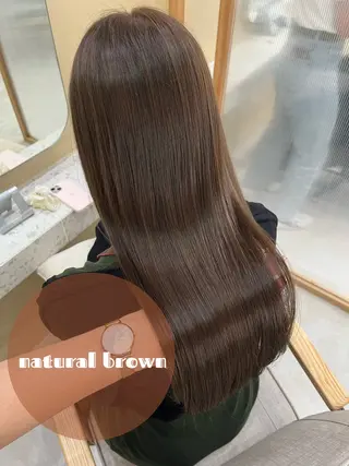 セミロング カラー ヘアアレンジ 🥀暖色韓国ヘア💕 保科侑花のヘアスタイル
