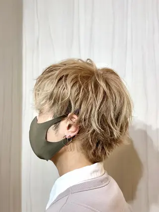 ミディアム カラー ヘアアレンジ メンズ ⭐️柏木皇気ブリーチ ムラ修正/他店直しのヘアスタイル