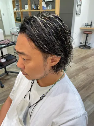 セミロング カラー パーマ メンズ メンズパーマ 北原寿樹のヘアスタイル