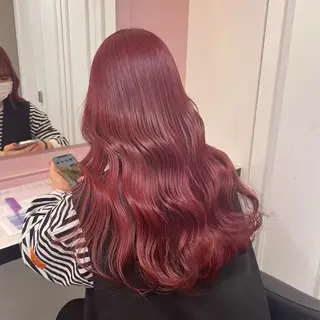 ロング カラー ワインレッド🍒ラベ ンダーKiyokaのヘアスタイル
