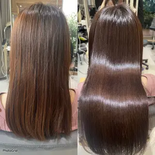 ロング ハッシュカット🖤 レイヤー/透けカラーのヘアスタイル