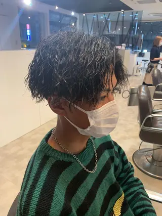 ミディアム メンズ メンズパーマ/難波/ 心斎橋　室園亮佑のヘアスタイル