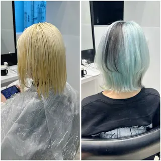 ミディアム カラー 艶髪ハイトーン ちひろ🌙+.°のヘアスタイル