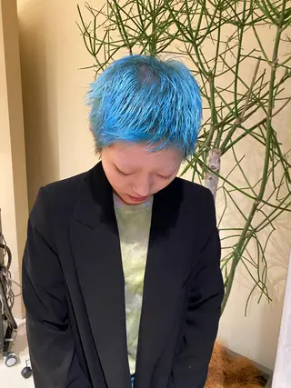 ショート カラー パーマ ヘアアレンジ メンズ ハイトーン/レイヤー 🌸さくらのヘアスタイル