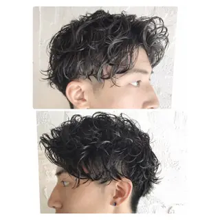 ショート パーマ メンズ 嶋佐 昌大 シマサマオのヘアスタイル
