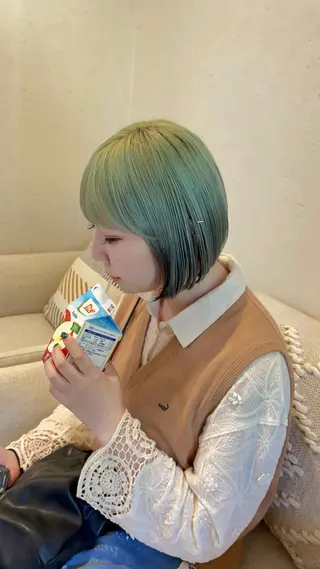 ミディアム amiehairroom所属・むらたナチュラルパー マ🌀透明感カラーのヘアスタイル