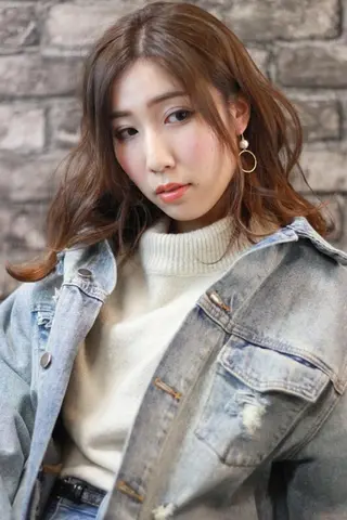 セミロング カラー パーマ 柴田 陽平のヘアスタイル