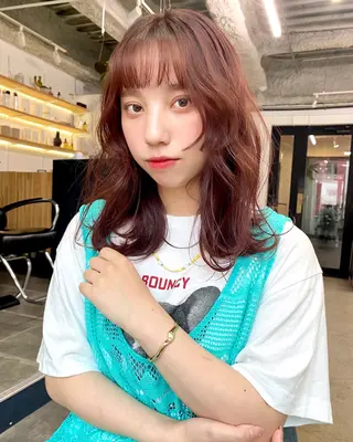 セミロング カラー 暖色カラー/天神/ ヘイマサクラのヘアスタイル