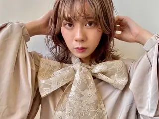 ミディアム カラー パーマ ヘアアレンジ Eir江坂 カット/ボブ/ショート/髪質改善カラー/トリートメント所属・髪質改善カラー特化 亮輔【江坂駅すぐ】のヘアスタイル