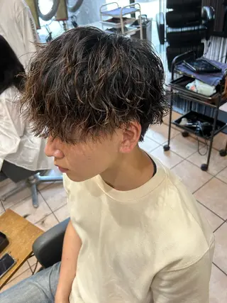 ミディアム パーマ メンズ 大阪/梅田/シャドウ パーマ/ノボリユウタのヘアスタイル