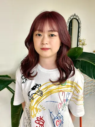 セミロング カラー ヘアアレンジ ハイトーン mamiのヘアスタイル