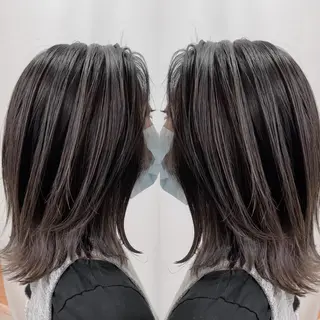 ミディアム カラー 縮毛/レイヤー 韓国/橋口のヘアスタイル