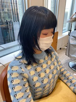 セミロング 似合わせ艶髪カラー ❤️ハダユミのヘアスタイル