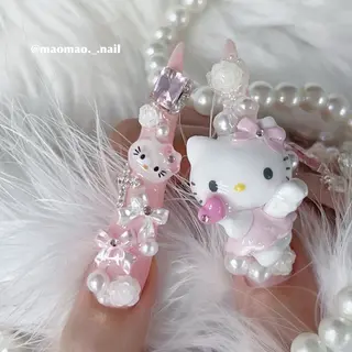 ネイル 🎀mao・スカルプ 姫系デザイン🪽のネイルデザイン