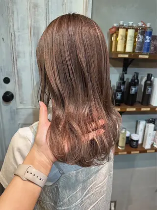 ミディアム カラー mana♡透明感 カラー/縮毛矯正🫧のヘアスタイル