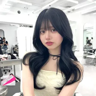ロング カラー 透明感カラー🩵🩵 韓国ヘアkanatoのヘアスタイル