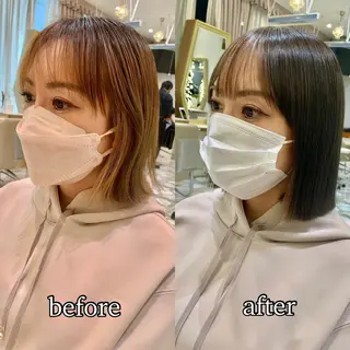 ミディアム カラー パーマ ヘアアレンジ メンズ キッズ ネイル マツエク・マツパ アイブロウ 《褒められる》 透明感カラー/小嶋のヘアスタイル