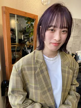 ミディアム カラー 岡本康平/ボブ /ブリーチ/レイヤーのヘアスタイル