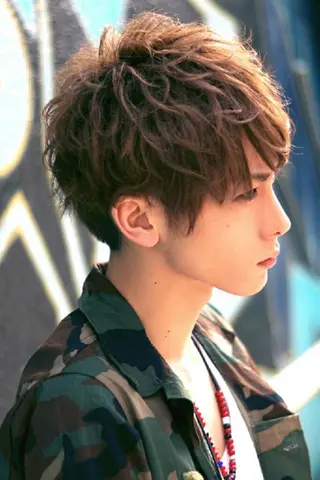 ショート カラー パーマ メンズ 東心斎橋🌏豆柴 🐾倶楽部のヘアスタイル