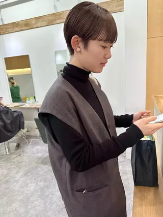 ショート カラー パーマ/透明感カラー /ボブ/吉田一生のヘアスタイル