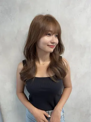 セミロング 新宿/韓国風レイヤー 髪質改善/ジャッキーのヘアスタイル
