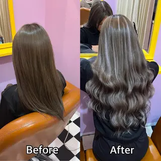 ロング シール＋ちび編み込み エクステ梅田🐨のヘアスタイル