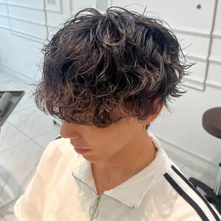 ショート パーマ メンズ 若白髪ボカシ/パーマ 藤川時也のヘアスタイル
