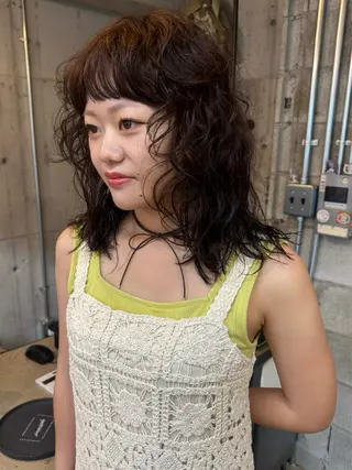 セミロング カラー パーマ 🍈yurina パーマ🍈のヘアスタイル