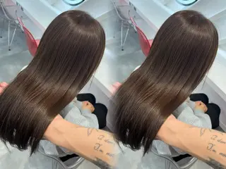 ロング カラー 山崎/ボブ縮毛矯正 レイヤー髪質改善のヘアスタイル