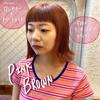 ミディアム カラー 暖色艶color / ボブ🦩Rioのヘアスタイル