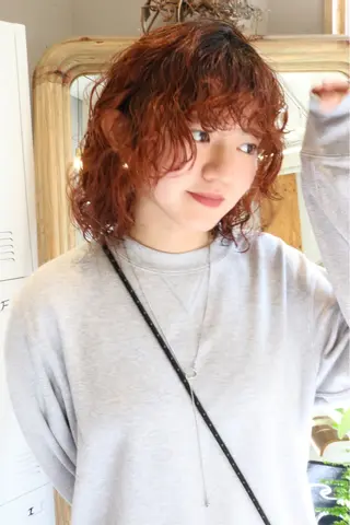 ミディアム パーマ 松村 澪里のヘアスタイル