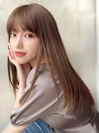 セミロング カラー 顔周り/くびれヘア 韓国ヘア💕風間るなのヘアスタイル