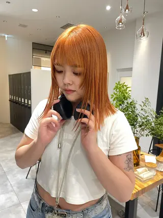 ミディアム カラー お悩み改善ボブ 顔まわりカット/こうのヘアスタイル