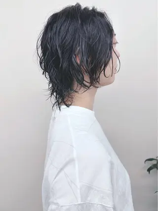 ミディアム パーマ とうい/パーマボブ/ くせ毛/丸みボブのヘアスタイル