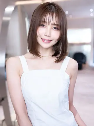 ミディアム カラー 渋谷/レイヤーボブ・ 韓国ボブ特化/楓のヘアスタイル