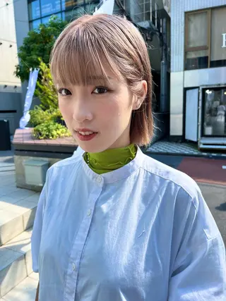 ショート カラー ブリーチ✨ハイライト 透明感カラー/アヤノのヘアスタイル