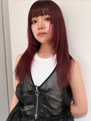 ロング カラー パーマ ツガミ リナのヘアスタイル