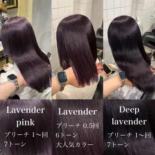 ロング カラー 暗髪🩶ラベンダー/ ブルー/ユウナ🤍のヘアスタイル