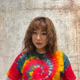 イージーパーマ募集 平口はのんのヘアスタイル