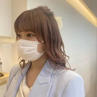 セミロング カラー ハイトーンカラー 中村優成のヘアスタイル