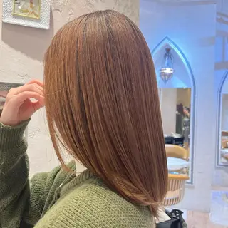 セミロング 川井麻由🎀アイドル 量産🎀ピンクカラーのヘアスタイル