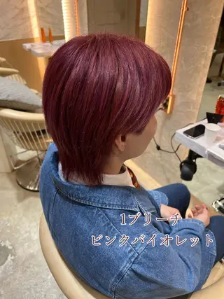 ショート カラー ボブ/巻ける縮毛矯正 /韓国レイヤーはなのヘアスタイル