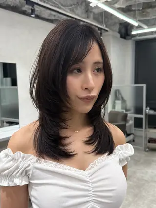 セミロング 梅田　似合わせ特化 稲葉利也斗のヘアスタイル