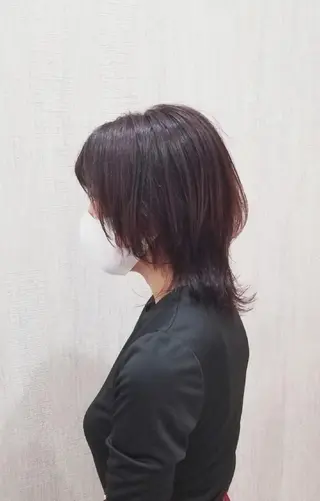 ミディアム カラー 顔周りレイヤーカット 髪質改善代表西村功平のヘアスタイル