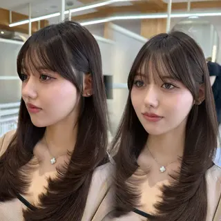 セミロング oto🎀×美髪× シースルー前髪🤍のヘアスタイル